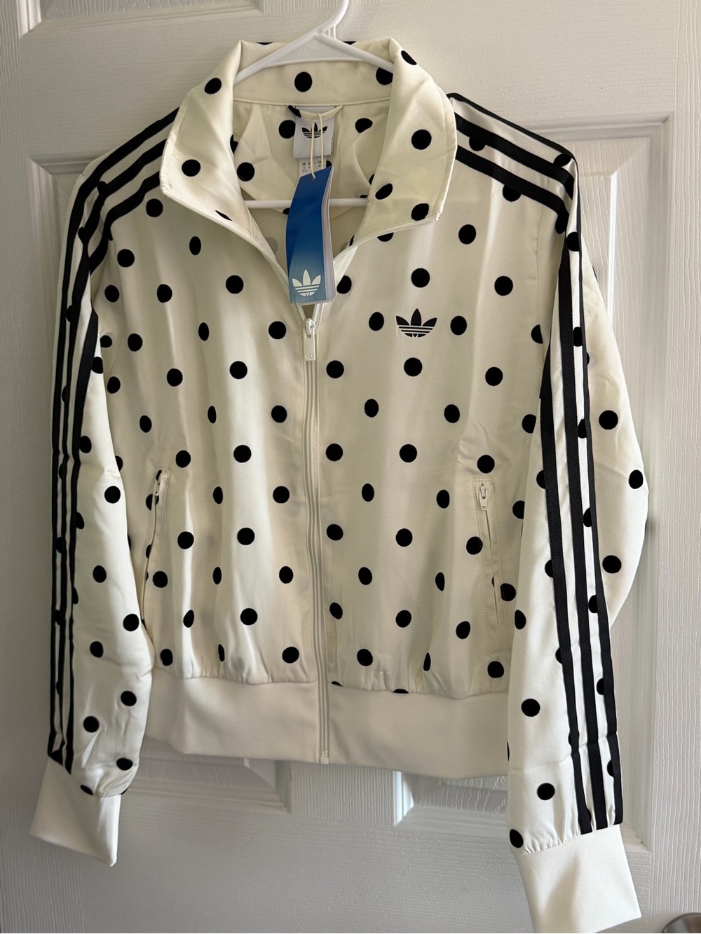 Adidas Women’s White Polka Dot Track Jacket size M new - Picture 1 of 3